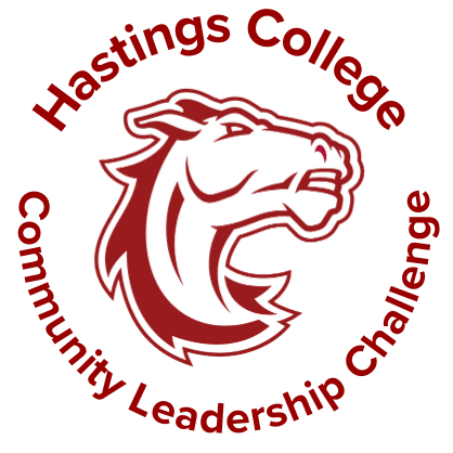 Bronco head with the words Hastings College Community Leadership Challenge.