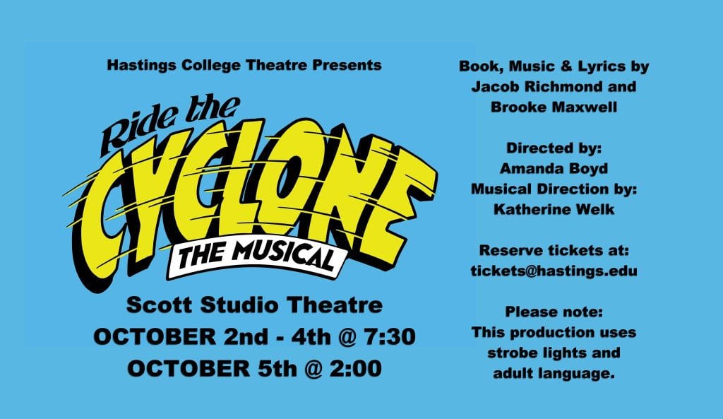 Ride The Cyclone header with show dates and times.