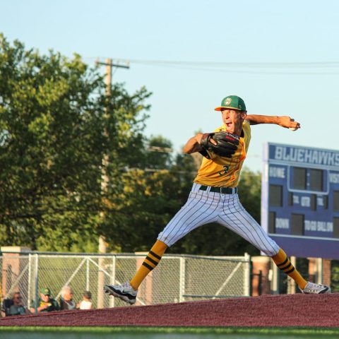 Marcus Miller, a physical education major, on the mound for the Sodbusters.