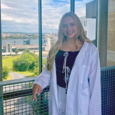 Riley Lanning embraced the challenge to expand her laboratory research skills in a lab in Leuven, Belgium, after a course at Hastings College piqued her interest in the gut brain axis relationship.